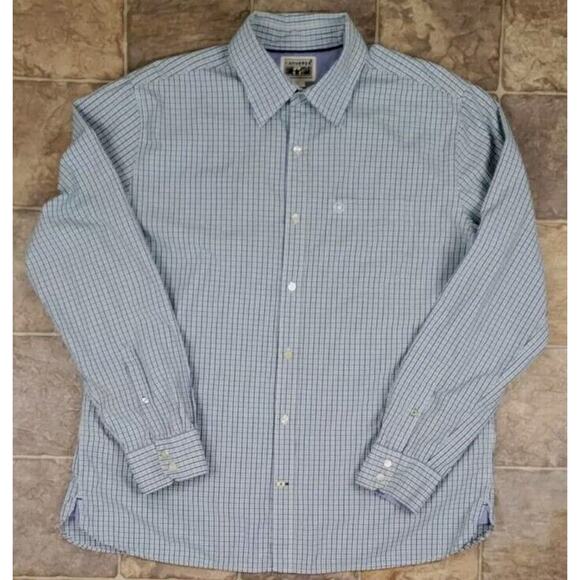 Converse One Star Mens XL Dress Shirt Blue Green White Check Button Long Sleeve - Picture 1 of 6